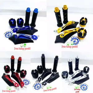 (Promo paket hemat) handgrip variasi + jalu stang + spion batman + jalu as + free tutup pentil glow ini the dark universal motor honda dan yamaha