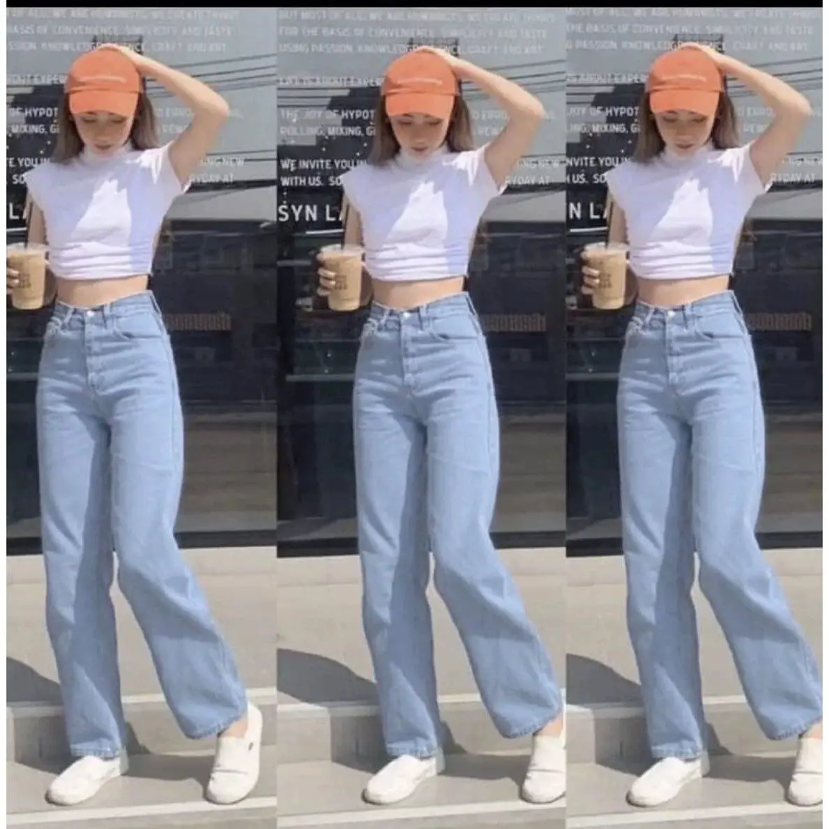 96th-street Korean-style vintage 3 color high waist jeans female long jeans 661