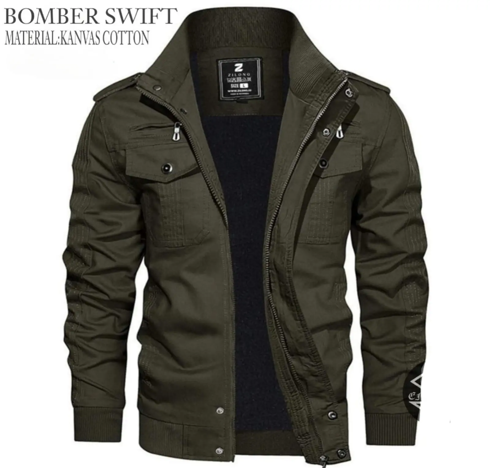 Jaket bomber swift terbaru / jaket bomber pria kanvas / jaket distro / jaket pria casual Hitam Navy Nyaman