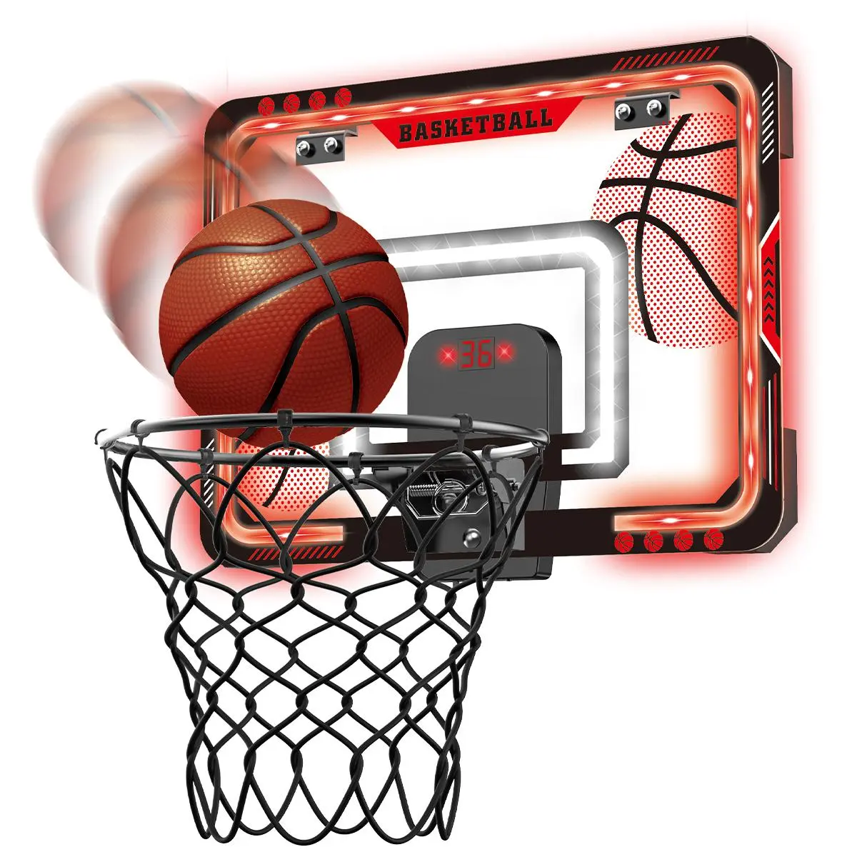 Basketball Game Toy, 1 Box Basketball Hoop Game Toy with LED Light, Indoor Outdoor Sports Toy, Birthday Gift for Teenagers