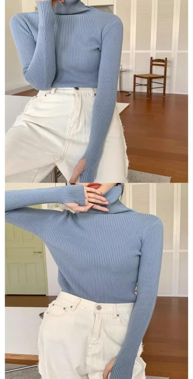 Product Introduction of Knitted Bottoming Shirt Padded Top Sweater Turtleneck Women's Autumn Best-Selling Fashionable Stylish Inner Wear Finger Fit Design Knitwear Womenswear 3