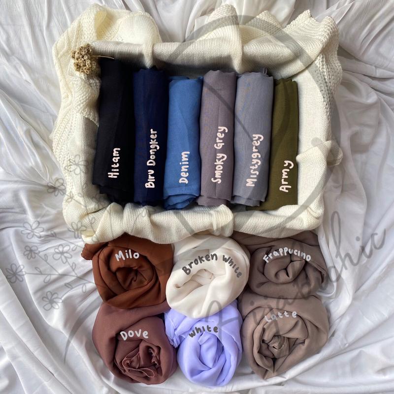 BELLA SQUARE PREMIUM HIJABICHIC JAHIT TEPI POLYCOTTON TEBAL SOFT 110x110 SEGIEMPAT PASTEL ANTI LETOY 0