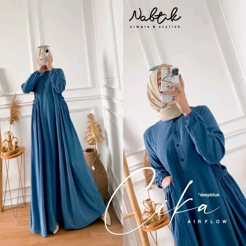GAMIS CIKA LAGI VIRAL UKURAN JUMBO XXL LD 120 CM CRINKLE Polos Wanita Muslim Nyaman 5