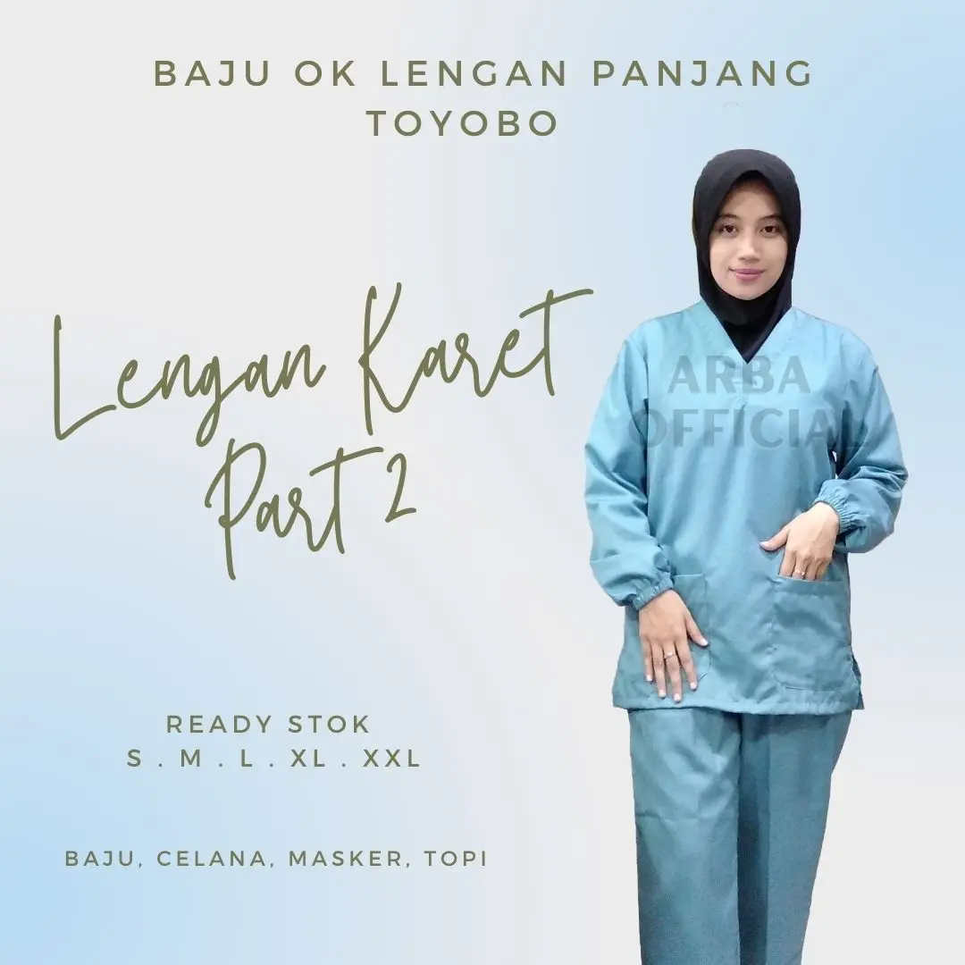 Baju Perawat OK OKA Lengan Panjang Karet bahan toyobo seragam klinik kesehatan