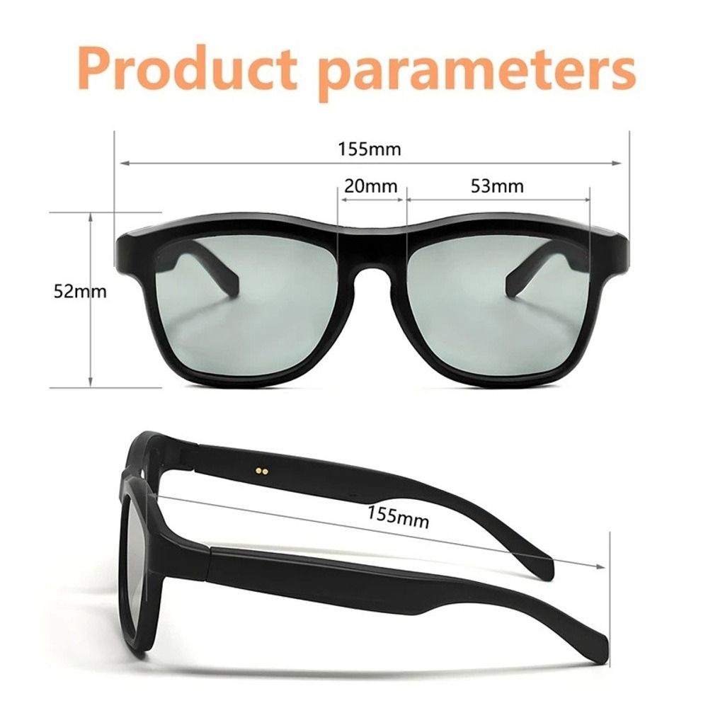AI Intelligent Translation Smart Bluetooth Sunglasses Bluetooth Call UV Protection Digital LCD Glasses