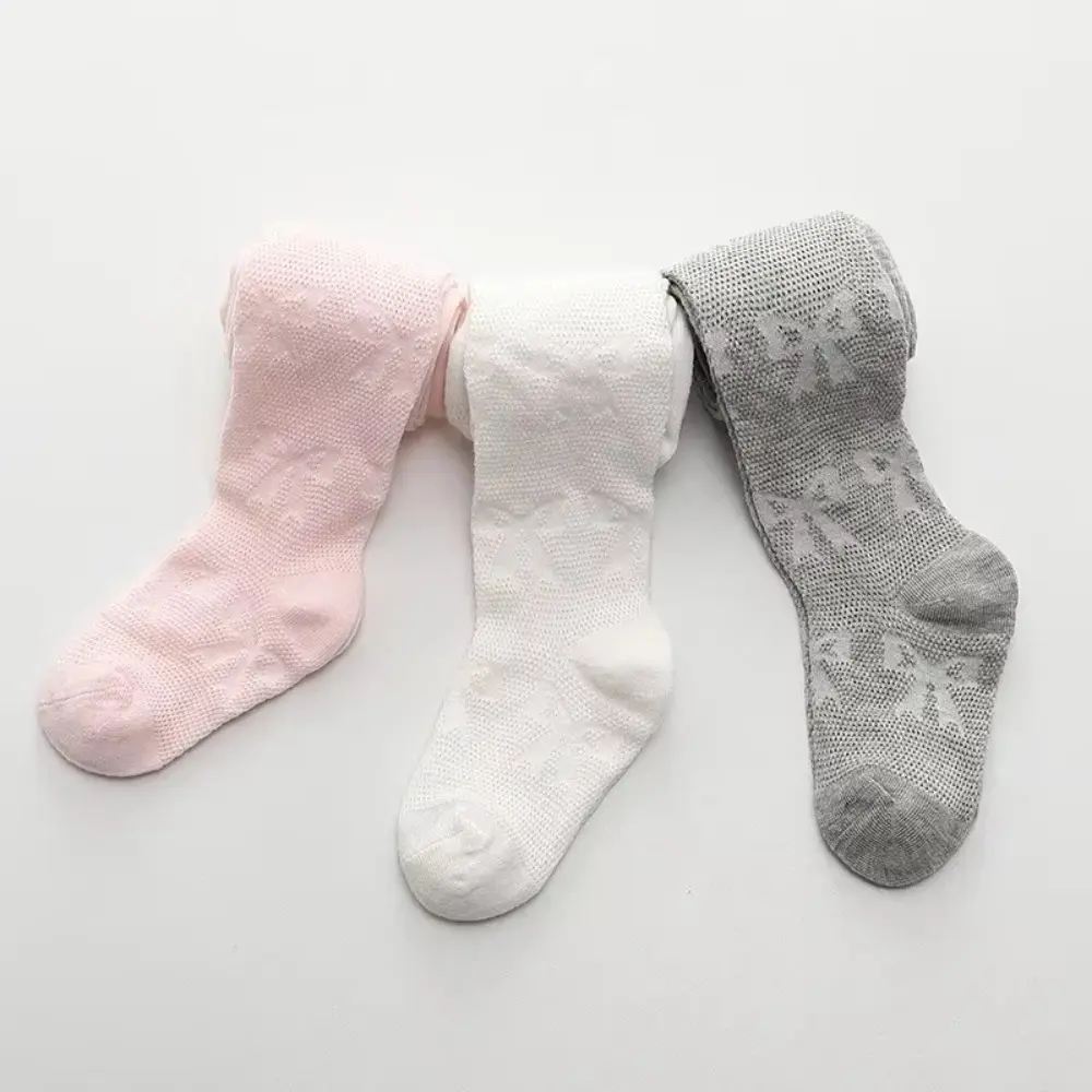 New Mesh Pantyhose Embroidery Stretch Tights Thin Bowknot Stocking 0-8Y