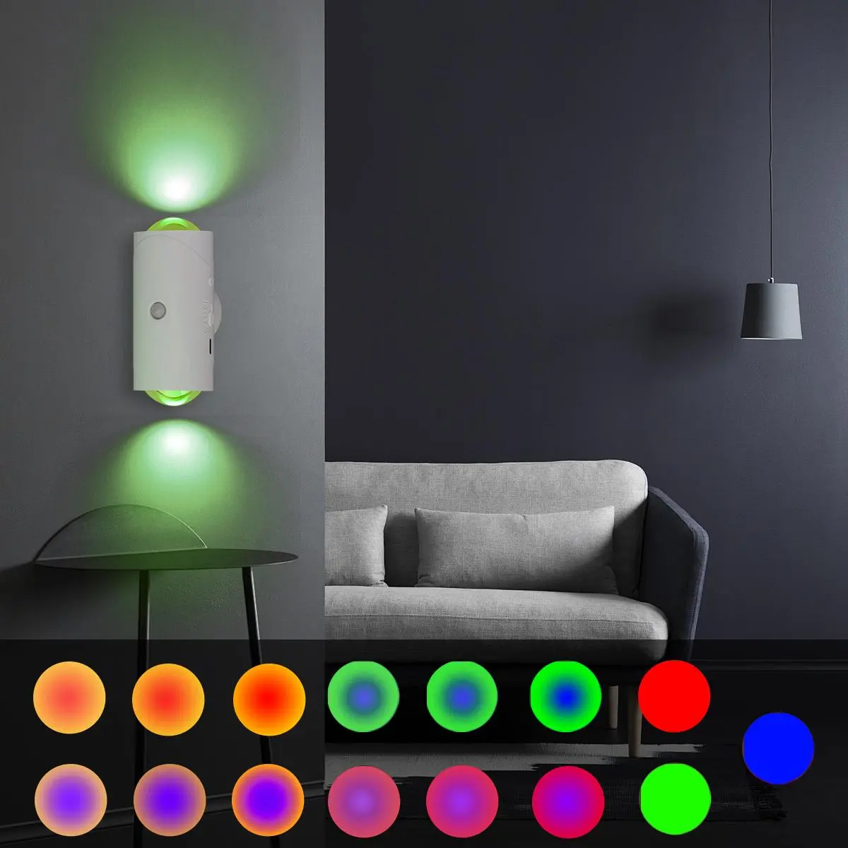 USB Rechargeable LED Night Light, RGB Color Changing Ambient Light with Motion-Sensor, Magnetic Mounting LED Light for Doorway, Bedroom, Bathroom, Stairs