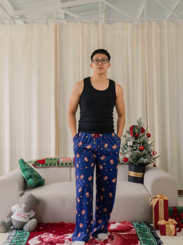 Flannel.baa - Quần dài NHUNG IN HÌNH GIÁNG SINH màu XANH dáng xuông, ống rộng nơ thắt xinh xắn 1