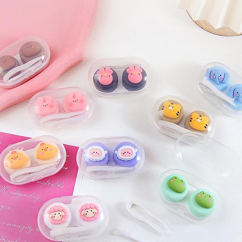 Product Introduction of Cartoon Animal Contact Lens Case Companion Box Cute Student Myopia Mini Contact Eye Portable Compact Storage Box Care Box 15