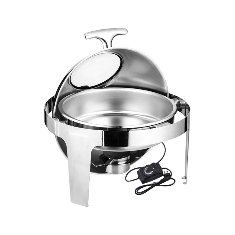 Product Introduction of YBD - Prasmanan Roll Top Stainless Steel 6.8 Liter Tutup Stainless & Tutup kaca | Roll top prasmanan bulat Gold & silver | Perlengkapan dapur wadah prasmanan stainless | Tempat makan prasmanan | Roll top wadah makanan peralatan masak Kitchenware 1