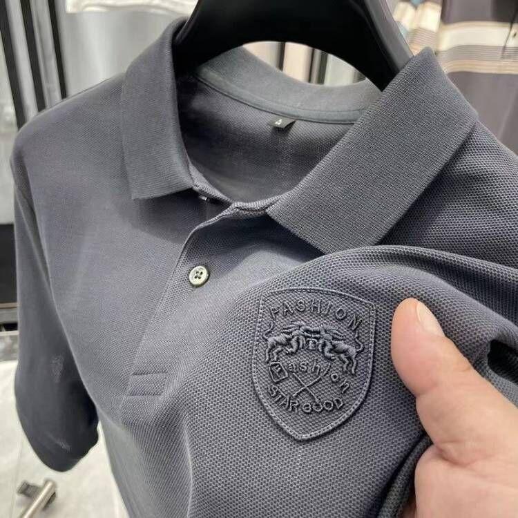 Áo Polo Nam, Ngắn Tay, Đính Cườm, Dáng Ôm, Thường Ngày, Thêu, Áo Thun Có Ve Áo, Giảm Giá Xả Hàng 0