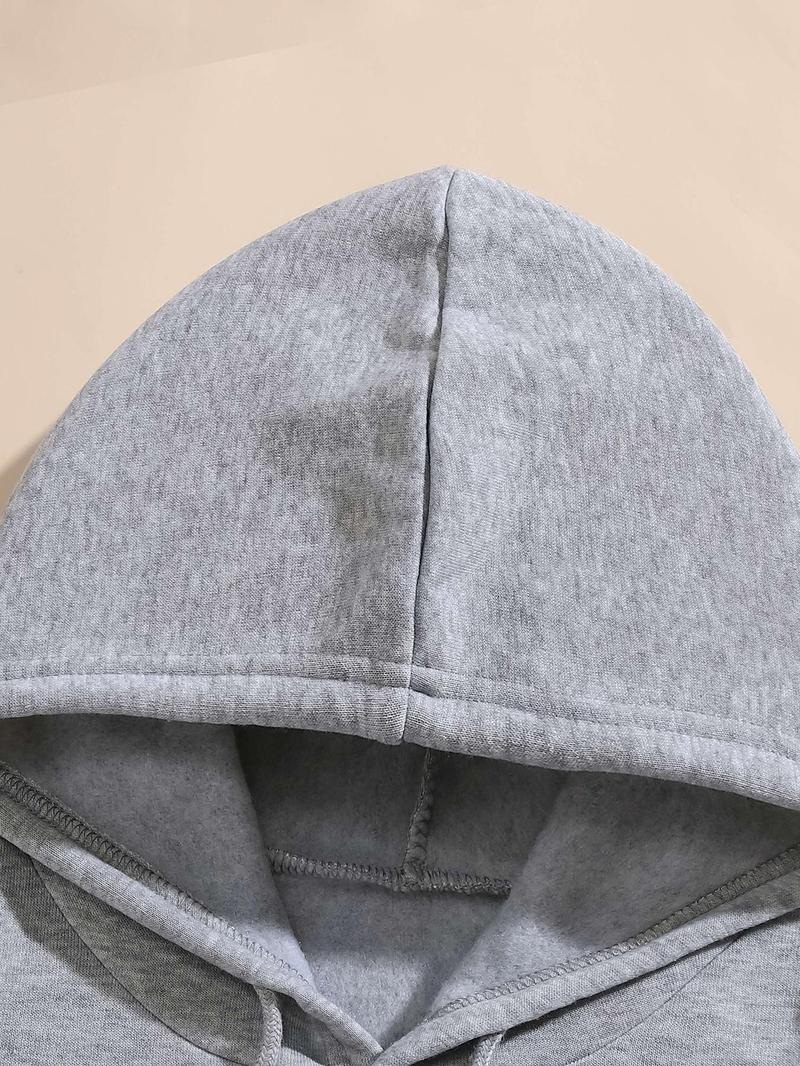 Product Introduction of Women's Letter Print Drawstring Pocket Hoodie, Casual Long Sleeve Hooded Sweatshirt for Fall & Winter, Yoga Hoodie, Women's Clothes for Daily Wear 9