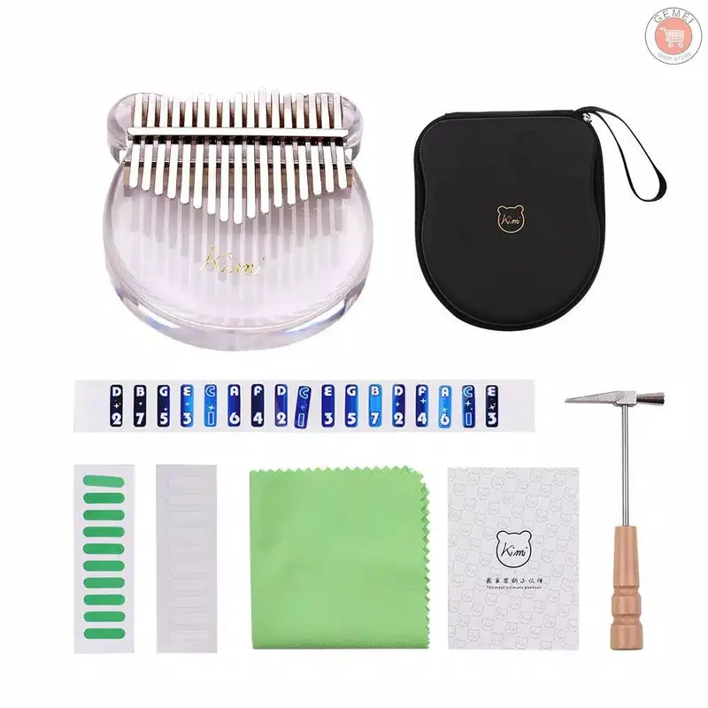 KIMI Beruang Kalimba 17 Kunci | Kimi Kalimba Akrilik Bear M10 Clear Rainbow dilengkapi Hardcase BONUS MATERI 2