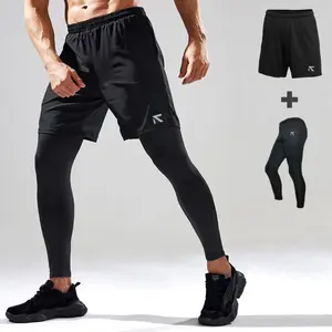 Set Stelan Outfit Bawahan Olahraga Setelan Celana Pendek Dan Legging Panjang  Cocok untuk Futsal Bola Volley Jogging Lari Senam Sport Basket Gym Baseball Uniseks Pria Outdoor Manset