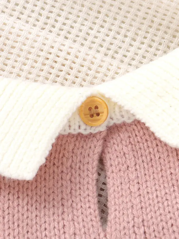 Baby's Floral Embroidery Collared Sweater, Cute Long Sleeve Jumper for Fall & Winter, Newborn Infant Kids Clothes for Daily Wear 4