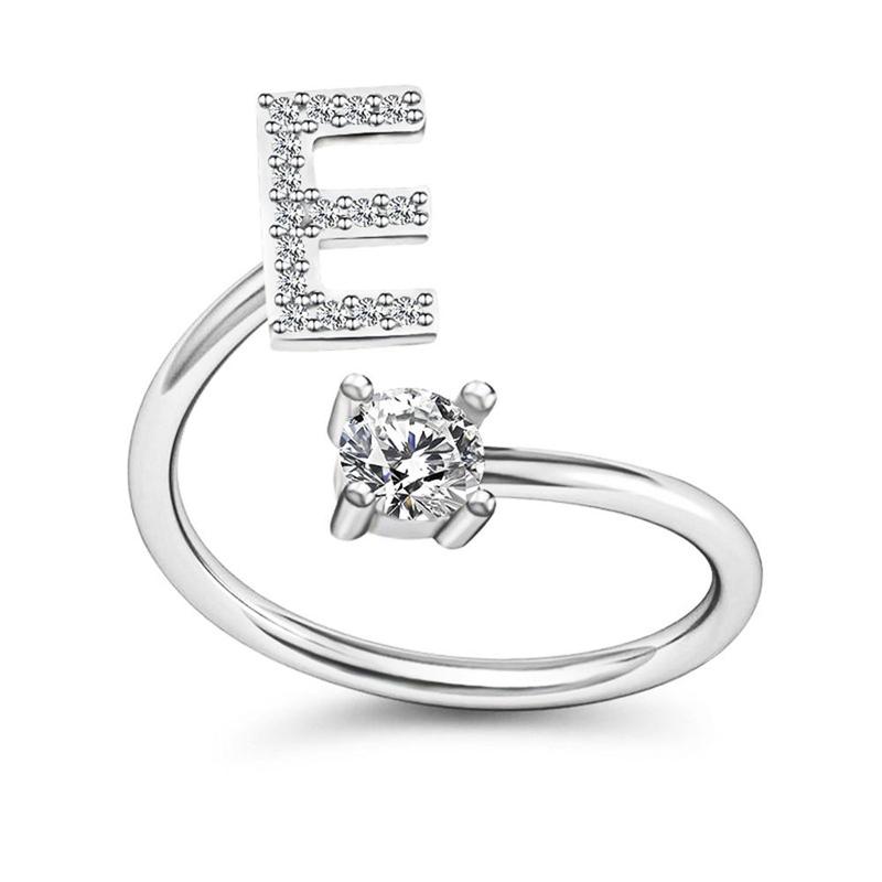 Fashion Exquisite Simple 26 Initial Letter Adjustable Ring Women Friendship  Gift #314211 4