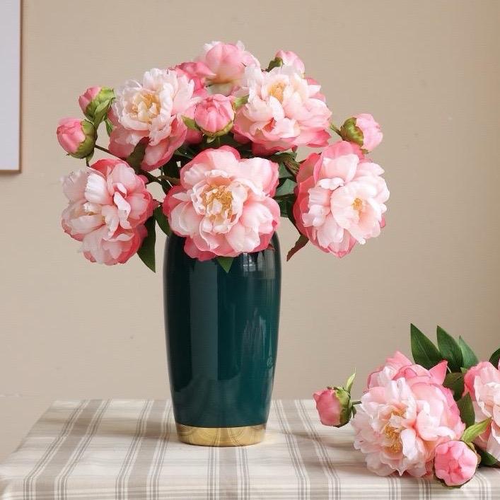  Hoa mẫu đơn giấy giả cành 1 bông 1 nụ 70cm Decor Decor Phòng Trang Trí Nhà 