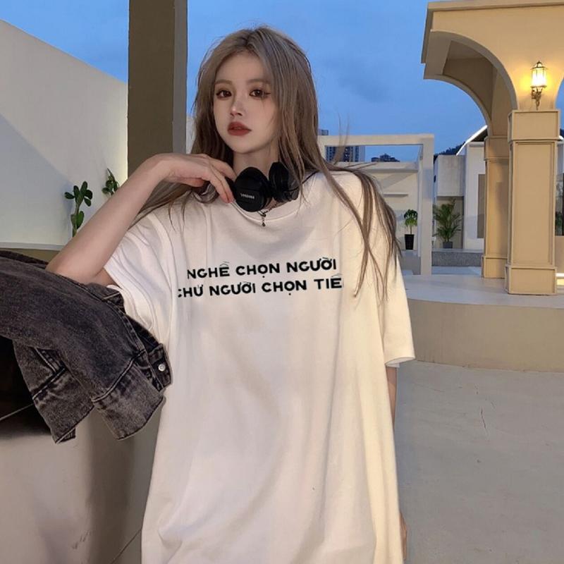 Áo Thun Tay Lỡ Nam Nữ Cotton Unisex , Áo Phông Cổ Tròn Hài Hước Form Rộng Basic Oversize 6S 2024 - Nghề Chọn Người