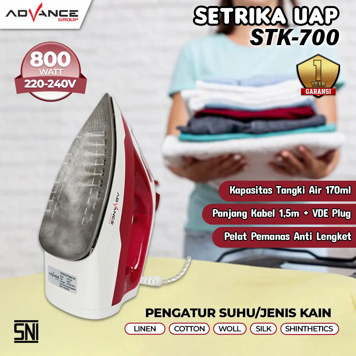 SETRIKA UAP ADVANCE STK700 / SETERIKA UAP MURAH / SETRIKA UAP LISTRIK ANTI LENGKET / READY SETERIKA UAP