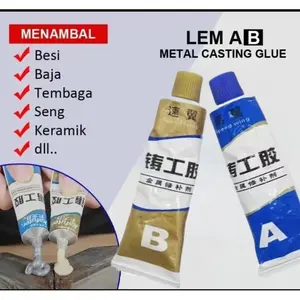Lem AB Epoxy Kuat Penambal besi Steel Metal Radiator Anti Bocor Metal