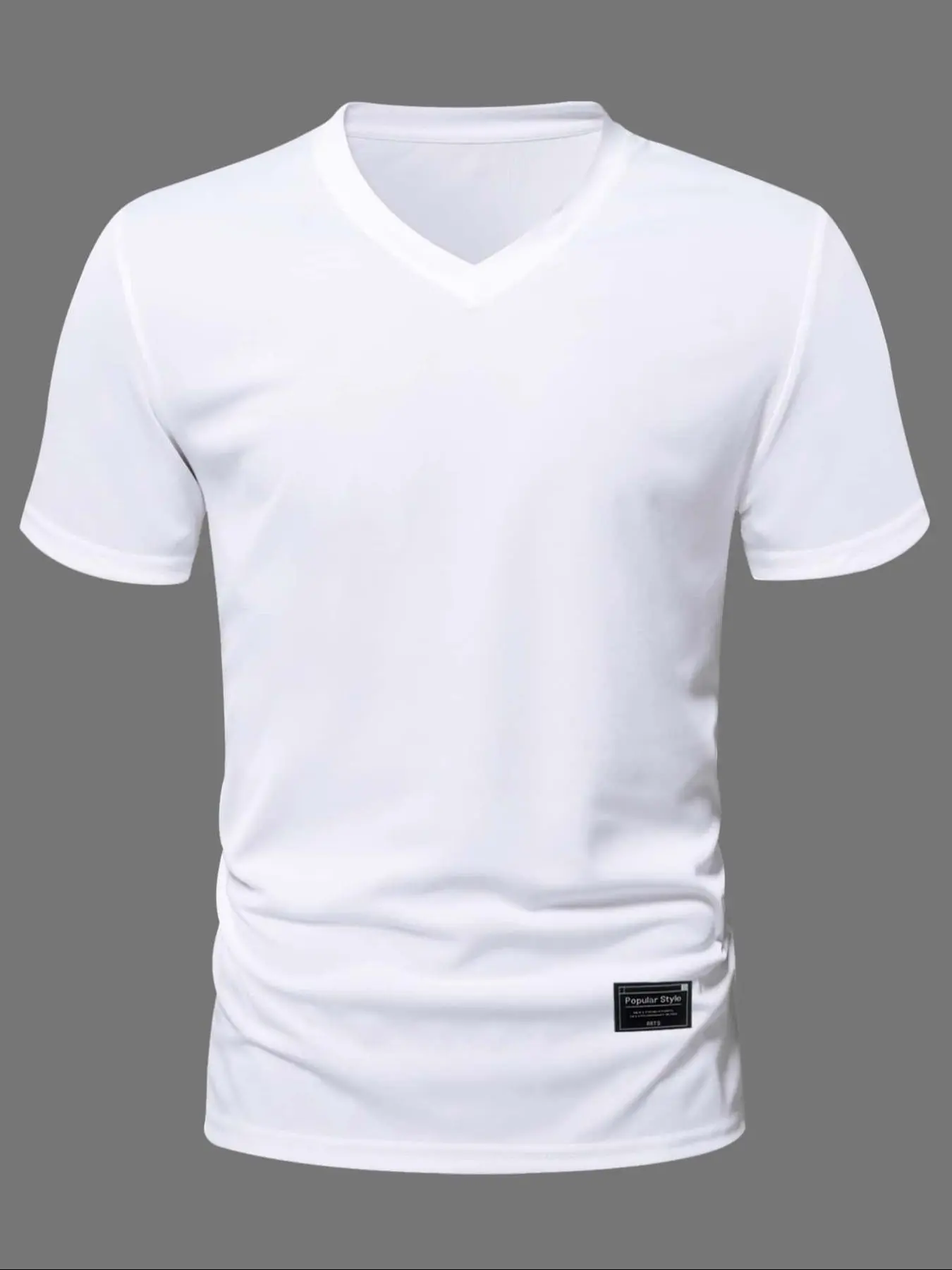 Men's V Neck Tee, Regular Fit Casual Short Sleeve T-shirt for Summer, Men's Top for Daily Wear