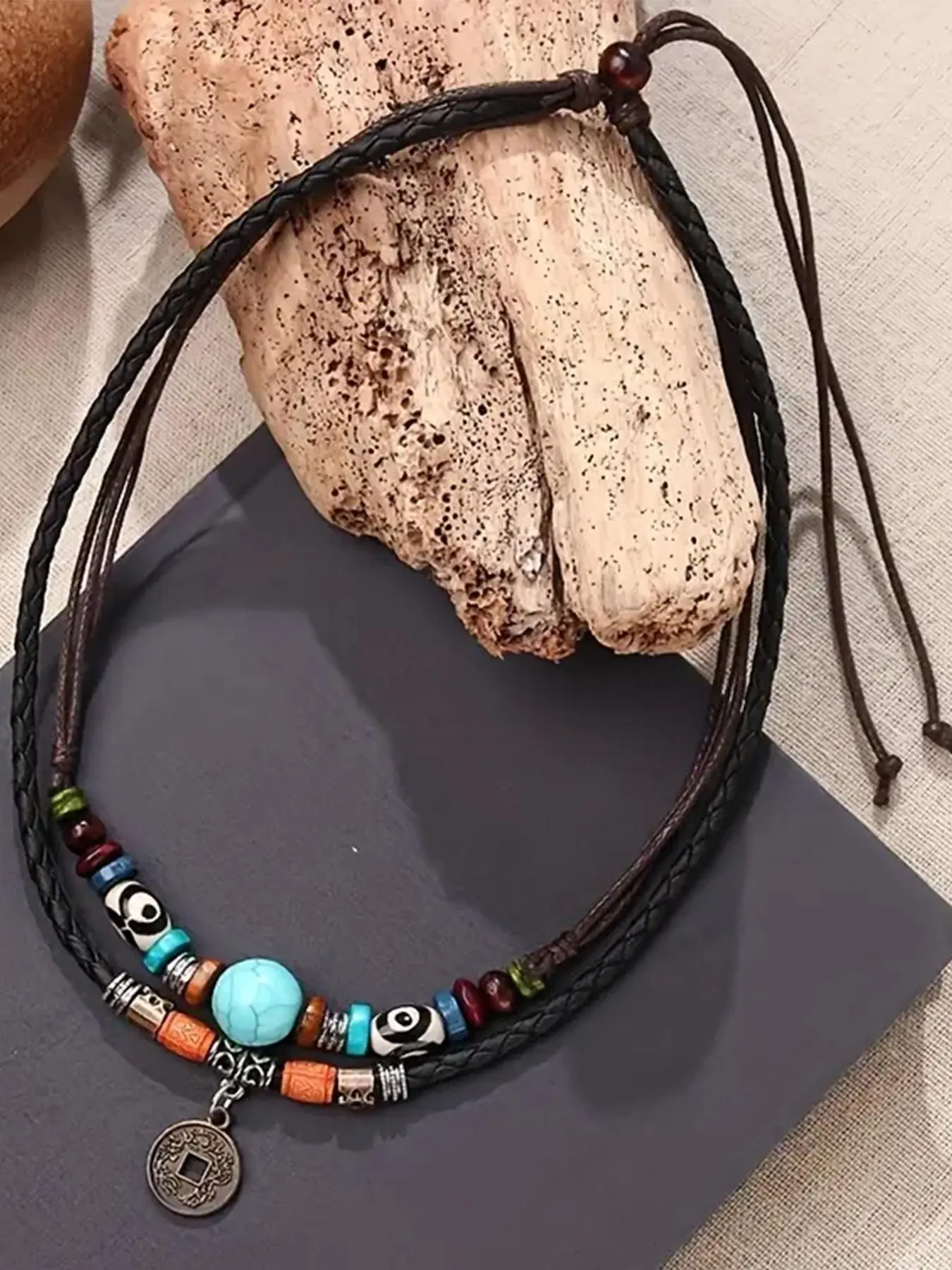 Boho Turquoise Detail Pendant Necklace For Gift