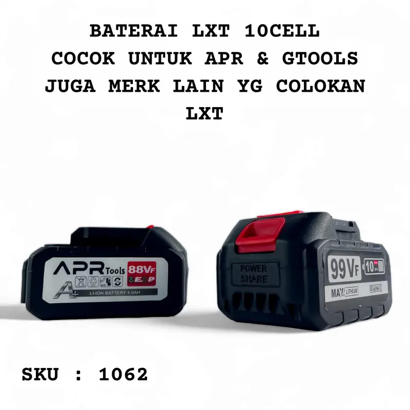 BATERAI IMPACT BOR APR JLD LXT GTOOLS EROPA 10CELL. 20RIBU MAH 2