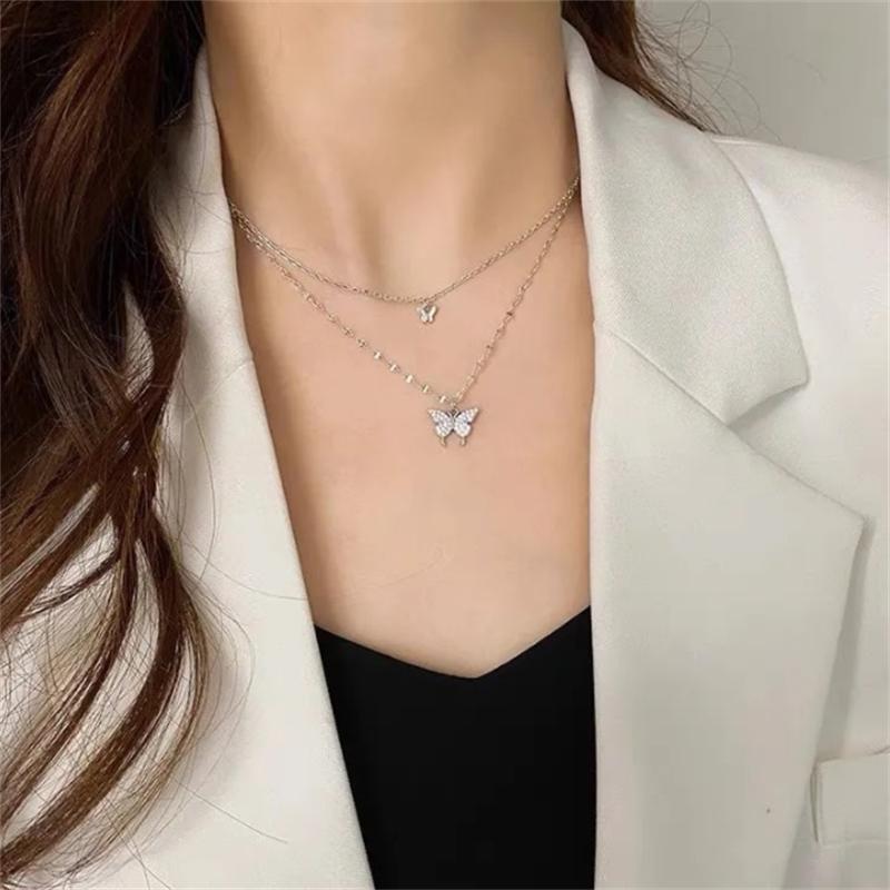 Vòng Cổ Mặt Dây Chuyền Mặt Bướm, Thiết Kế Đôi, Thời Trang Nữ, Độc Đáo, Thích Hợp Cho Bé Gái, Vòng Cổ Dây Chuyền Xương Đòn 5