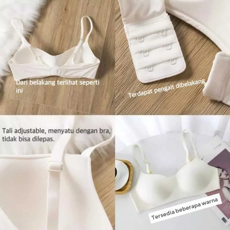 JC122 New Bra Seamless Wanita Tanpa Kawat Warna Polos Nylon Gaya Korea Bh Busa Tipis Dewasa 1