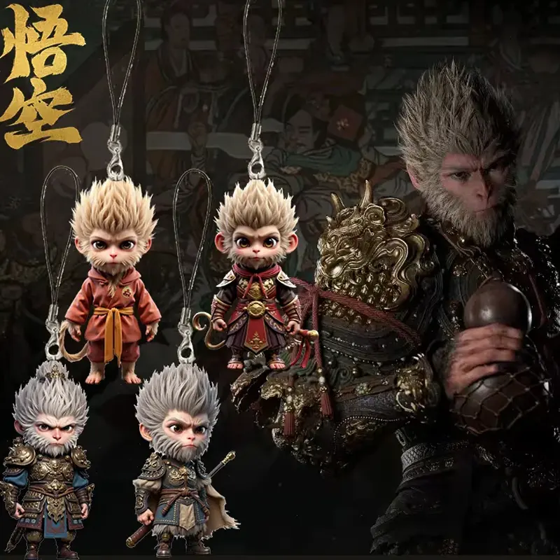 Black Myth Wukong Key Chain Wukong Mobile Pendant Wukong Anime Peripherals Key Ring Cute Decoration Doll Child Birthday Gift