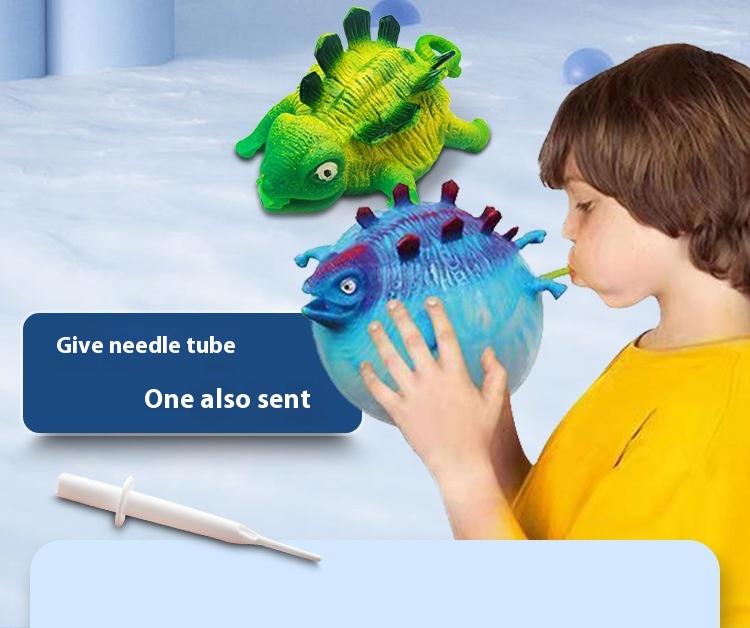Product Introduction of New Unique TPR Blowing Dinosaur Animal Release Toy Inflatable Dinosaur Stress Relieving Forget Bobo Ball for Sale 0