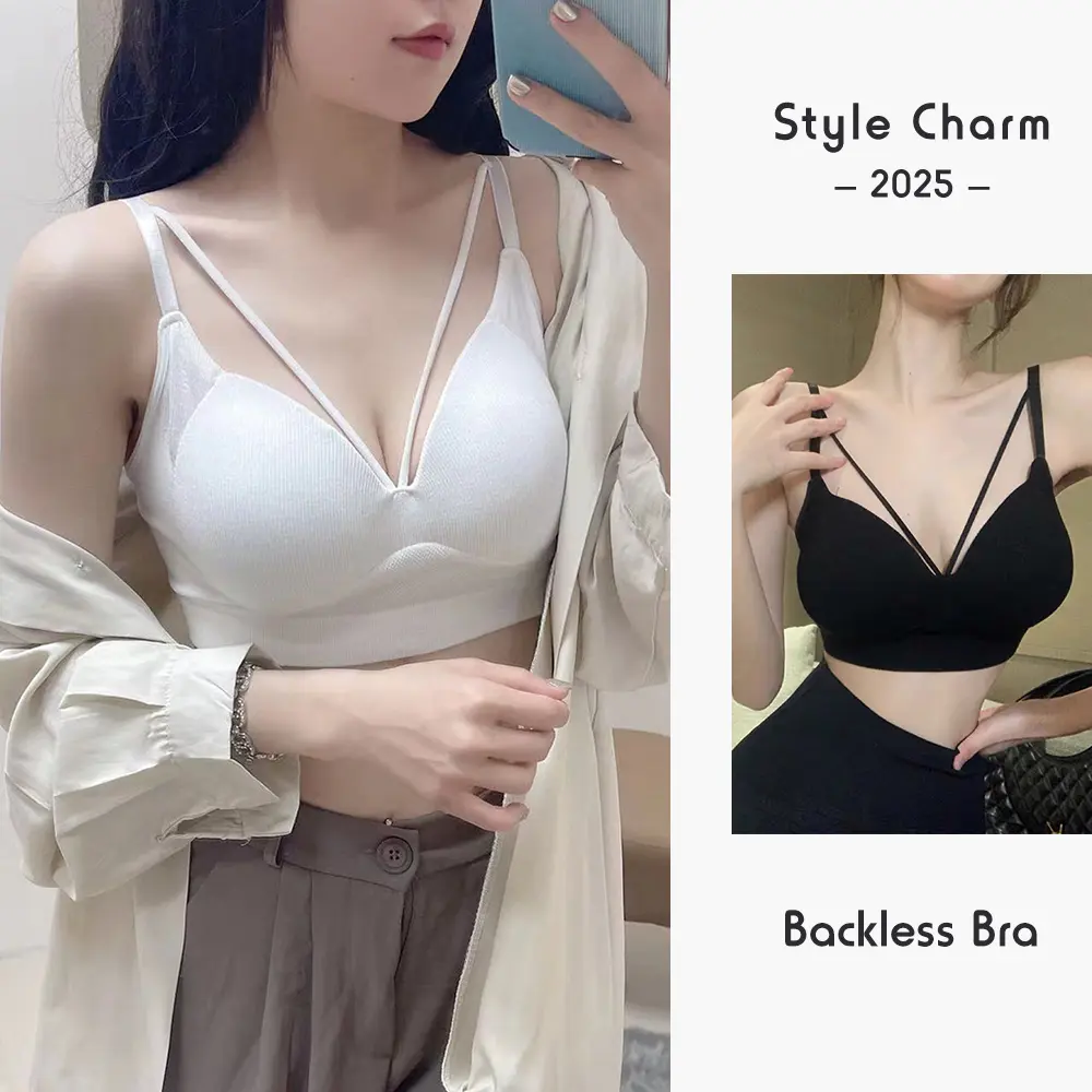 Backless Camisole Cotton Top with Adjustable Straps and Integrated Cup