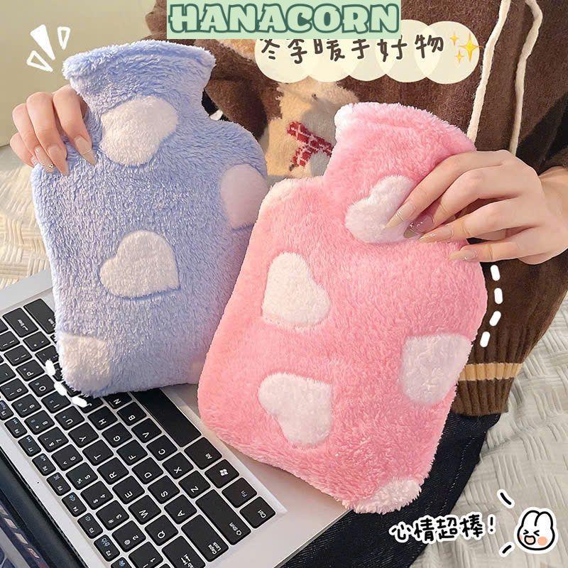 Túi chườm nóng lạnh 1 lít đa năng giảm đau bụng kinh giữ nhiệt hạ sốt HANACORN -Túi chườm nhung bông có thể tháo rời