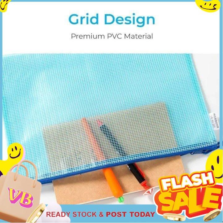 VBTS_ A4 Mesh Zipper File Folder Tuition Bag School Subject Separator ...