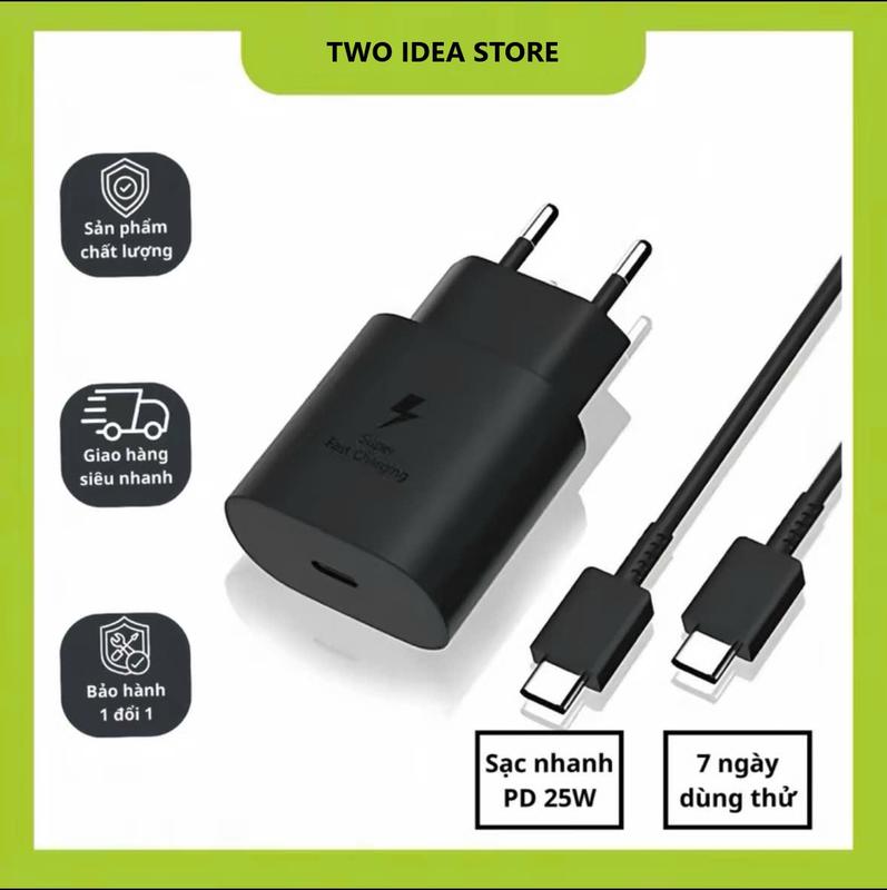 Bộ Củ Cáp Sạc Nhanh 25W Type C to Type C dành cho các dòng máy SS chân cắm Type-C BH 6 tháng, Phụ kiện điện thoại, sạc nhanh tương thích Android