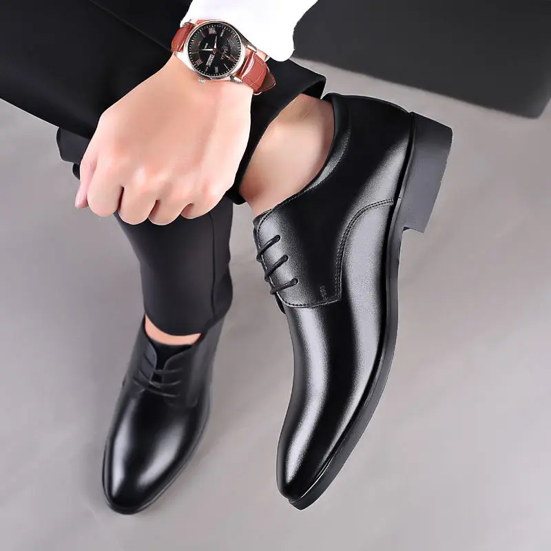 Giày Da, Giày Nam, Giày Công Sở, Trang Trọng, Thường Ngày Và Kinh Doanh, Phong Cách Anh Quốc, Thích Hợp Cho Mùa Lò Xo Và Mùa Thu, Giày Cưới, Giày Nhẹ Chiều Cao Ẩn, Giày Đi Làm, Chống Thấm Nước, Nhẹ Shoes Đế Bằng 4