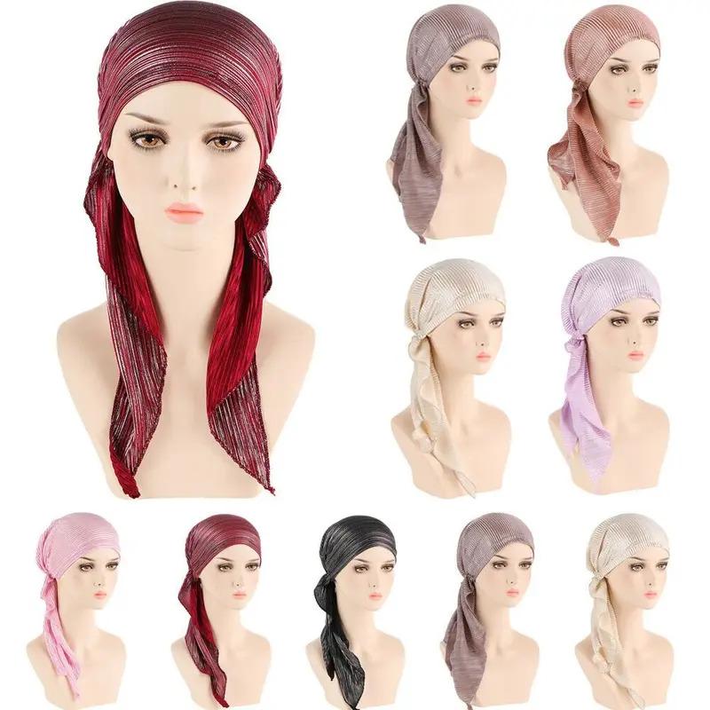 Hair Loss Women Headwrap Headwear Headscarf Beanie Cap Muslim Hijab Pre-Tied Bonnet Cancer Chemo Cap 4