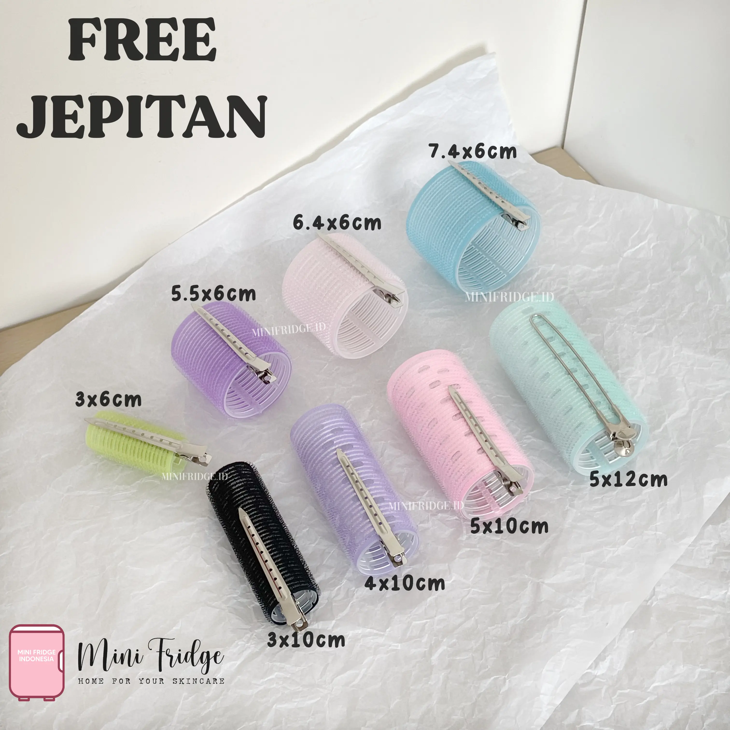 [MINIFRIDGE] Roll Rambut Jumbo 10cm FREE Jepitan Velcro Hair Roller Keriting Gulung Poni Korean Rol Magic Curler Premium