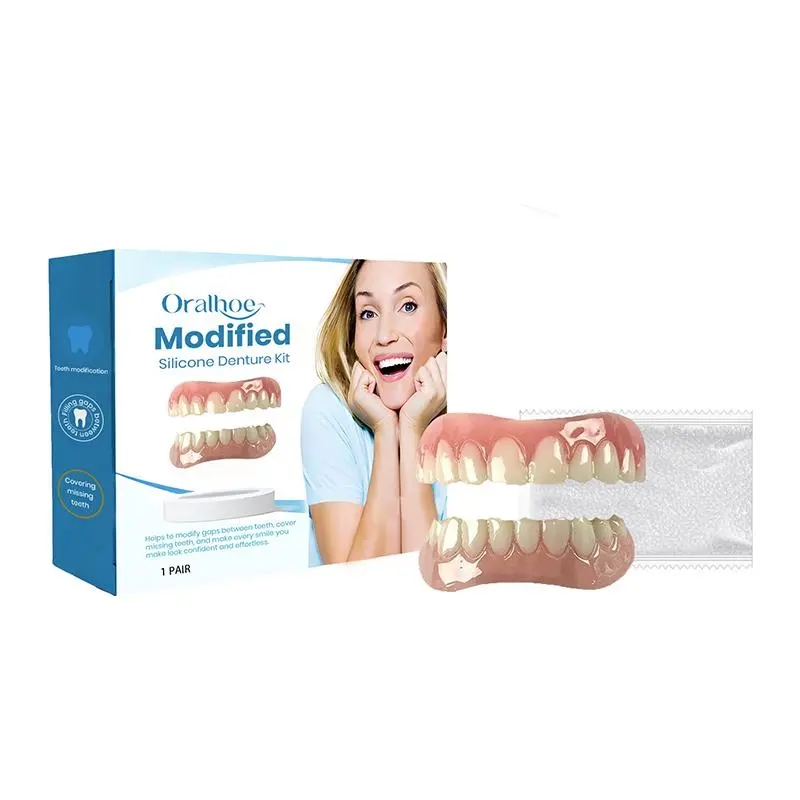 Set of Resin Teeth for Dentures, Temporary Bleaching Brackets Pressure Adjustable Veneers Decoration of Gaps for the Teeth Improves the Aesthetics