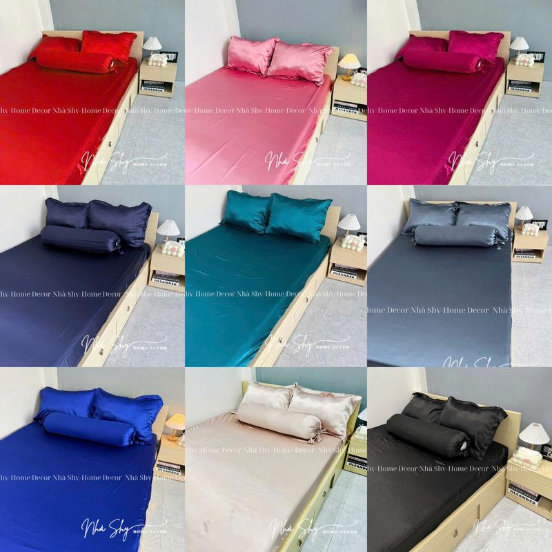 Bộ Chăn Gra Gối Phi Lụa - Bộ 4 Món - Không Có Chăn