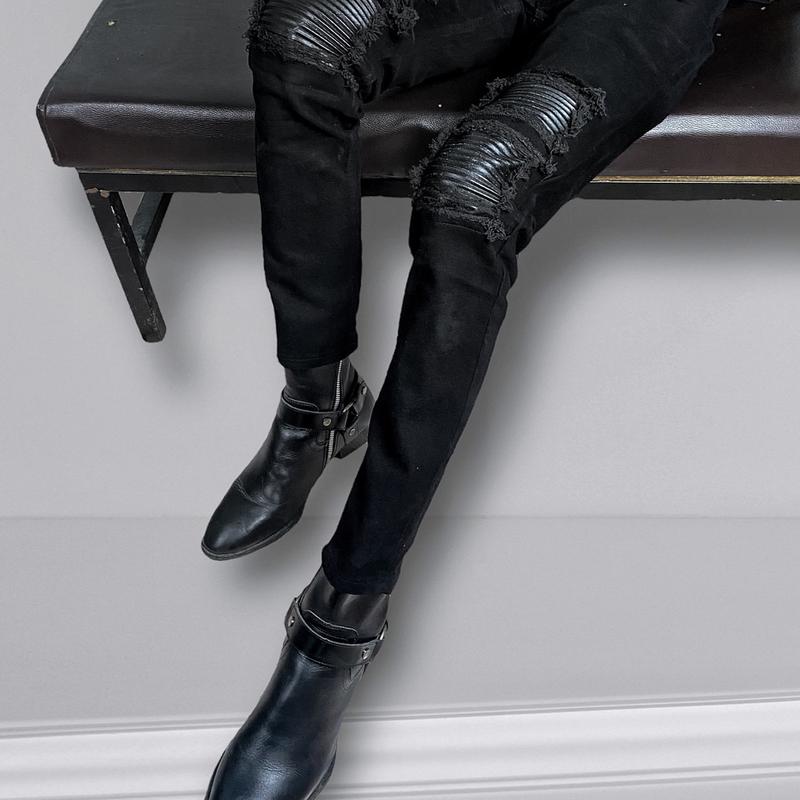 QUẦN JEANS BIKER VÁ DA 2/2 Menswear Nam