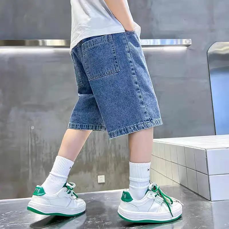 Quần Jean Ngố Trơn Dài Ngang Gối NĂNG ĐỘNG CHO BÉ TRAI
