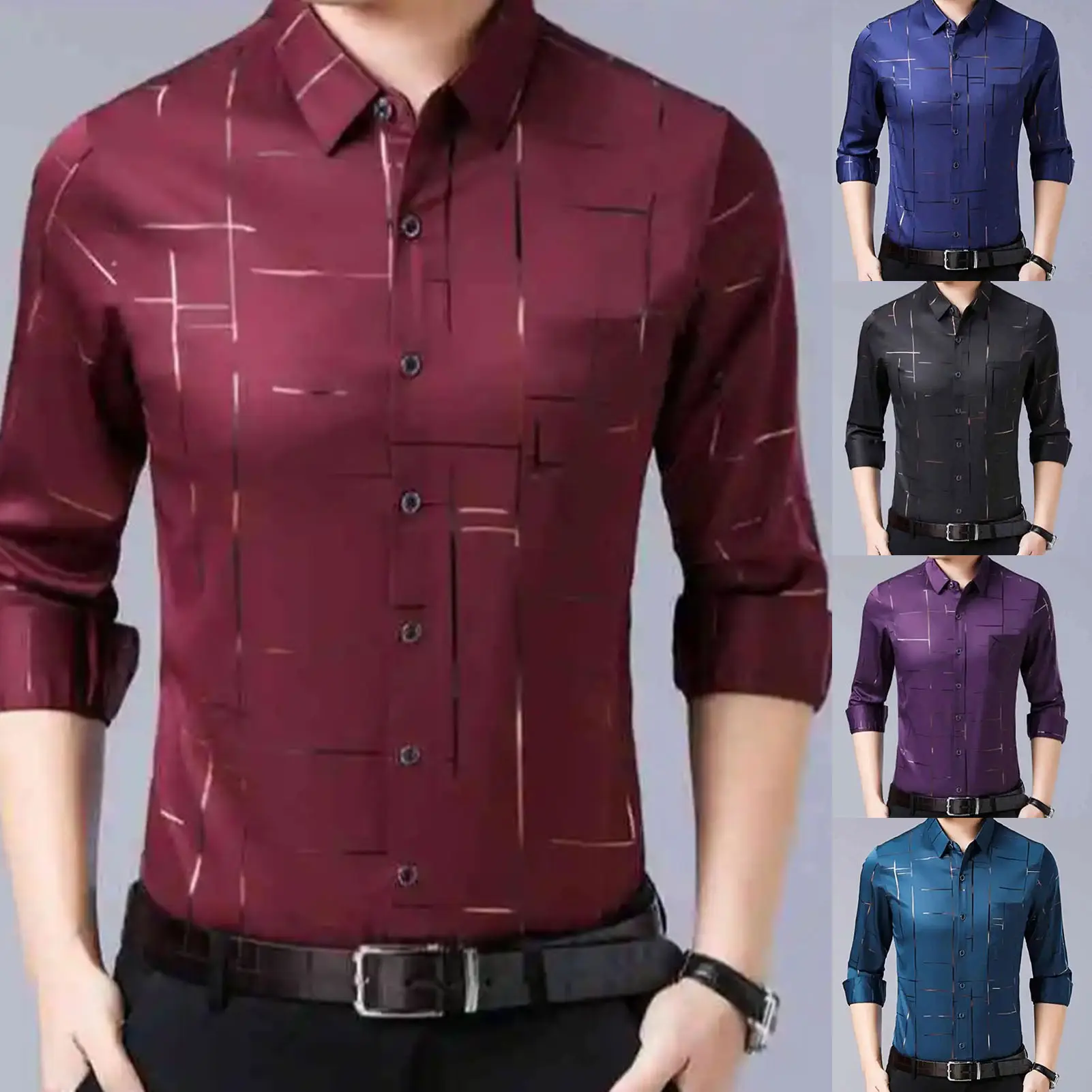 [FM] Áo Sơ Mi Có Ve Áo Cho Nam, Áo Cardigan Một Hàng Khuy, Dáng Ôm, Cho Công Sở, Mùa Xuân
