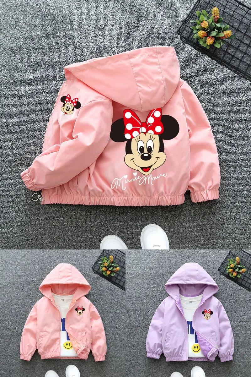 Product Introduction of Disney Girls Cartoon Mickey Mouse Jacket Frozen Elsa Princess Coats Spring Autumn Kids Hooded Jackets Casual Sports Outerwear 8