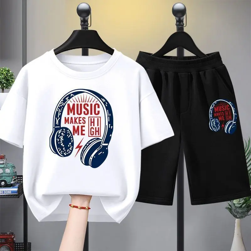 Trang Phục Mùa Hè Cho Bé Trai, Áo Phông ngắn Tay Quần Đùi Hai Mảnh Dáng Rộng, Thích Hợp Cho Bé Trai, Quần Áo Mùa Hè Ngoài Trời, Đồng Phục Lớp Học, Cho Trẻ Em Bé Trai