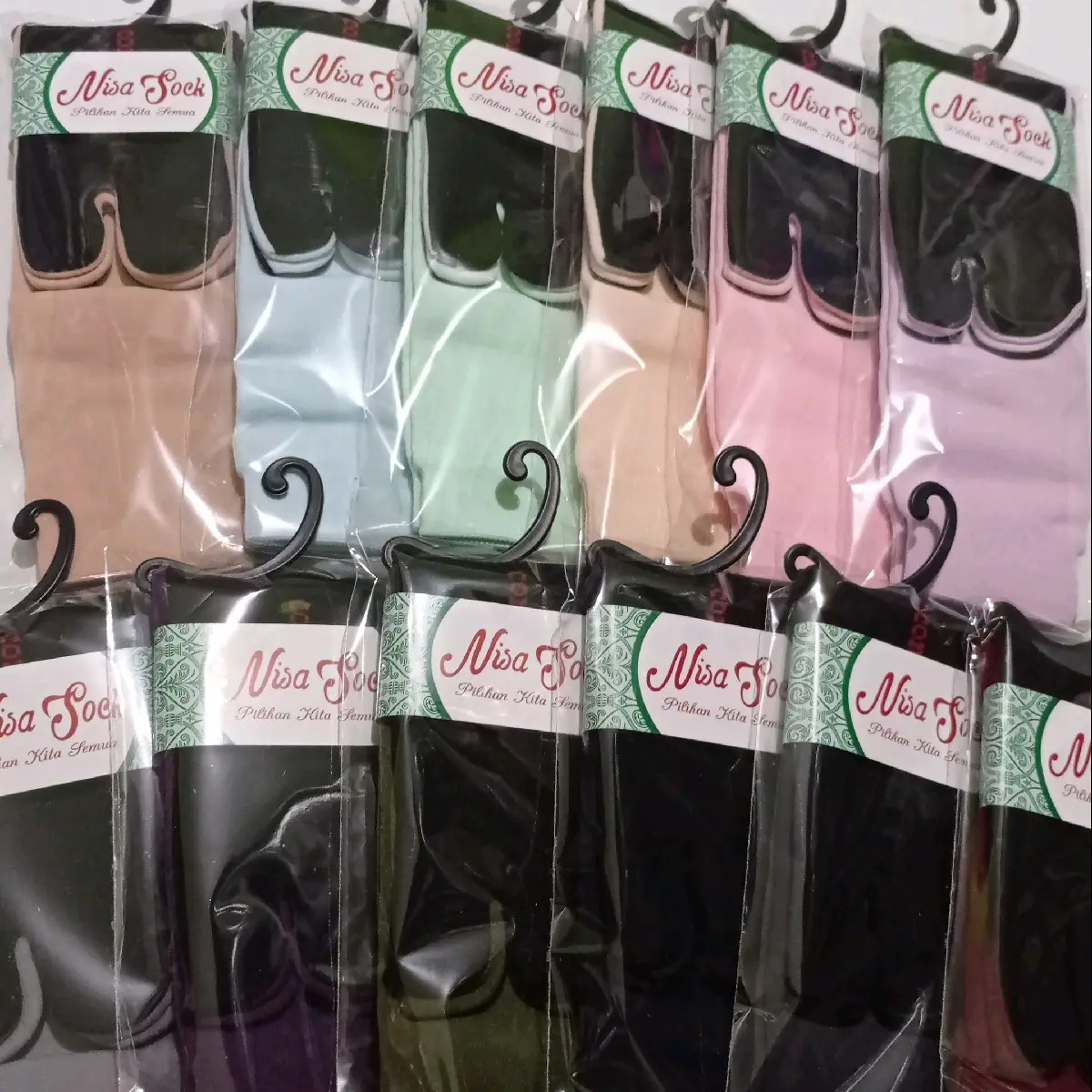 paket 30 pasang dan 20 pasang kaos kaki polos tapak hitam nilon spandek/kaos kaki jempol Polos murah