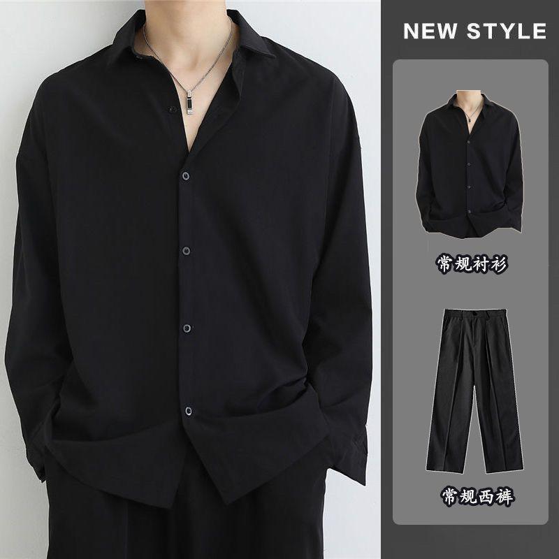 Product Introduction of Áo Sơ Mi Đen, Bộ Đồ Nam, Mỏng Mùa Xuân, Dài Tay, Rộng Rãi Và Thường Ngày, Thiết Kế Xếp Ly Đẹp Trai, Thích Hợp Cho Bé Trai Và Nam, Có Thể Mặc Bên Trong, Không Sắt, Thời Trang, [Shop Bán Chạy] 6