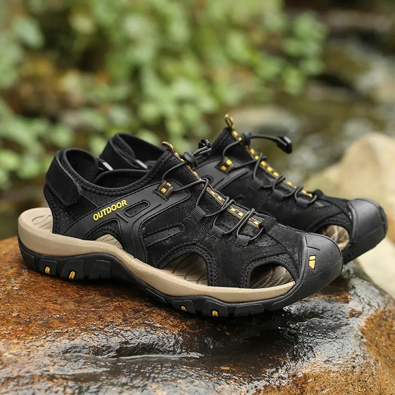 Prelesty Sandal Hiking Pria Gunung Original Sendal Outdoor Keren Kulit Asli Cowok Bernapas Musim Panas Waterproof Trekking 002 4