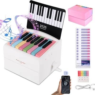 2025 Playable Piano Desk Calendar - Mini Keyboard With 52 Music Scores, Lanyard & Bag - View #2