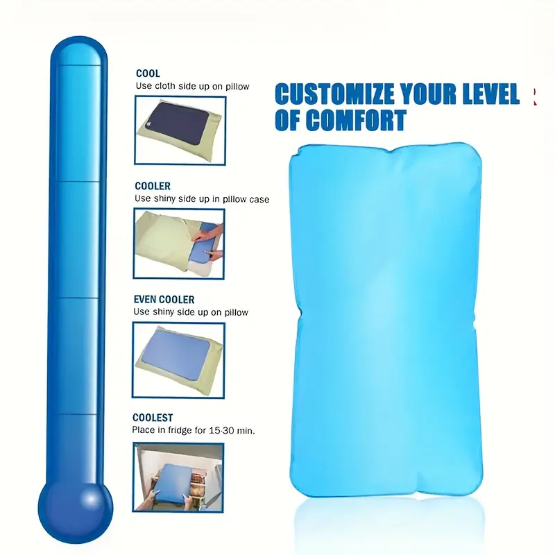 1 Piece Cooling Gel Pillow Core - Four Seasons Comfortable, Knitted Polyester Fiber Fabric, Neck Support, Machine Washable, Blue, 180-200 g/m², Perfect for Home Bedding 4